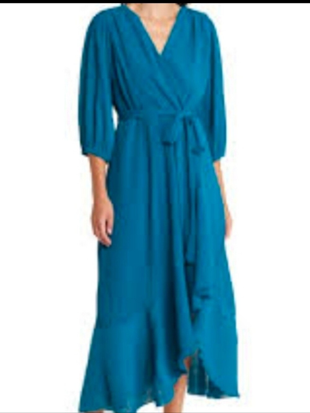 Sam Edelman Teal Pleated Wrap Maxi Dress with Belt
